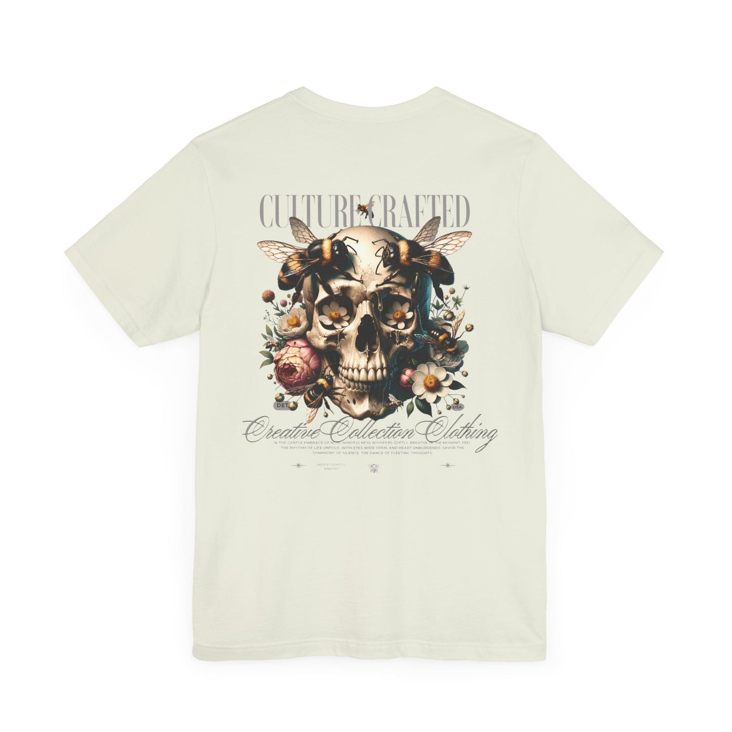 Culture Crafted Unisex Tee, Vintage Floral Skull Shirt, Artistic Graphic T-Shirt, Cool Gift for Art Lovers, Trendy Summer Apparel