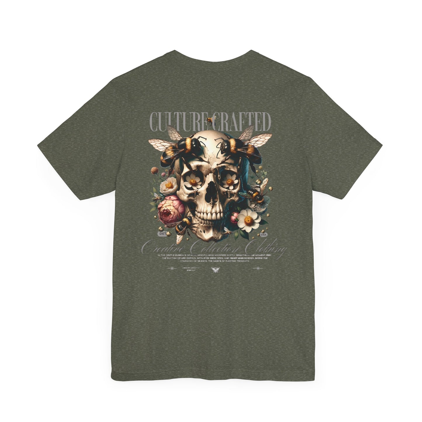 Culture Crafted Unisex Tee, Vintage Floral Skull Shirt, Artistic Graphic T-Shirt, Cool Gift for Art Lovers, Trendy Summer Apparel