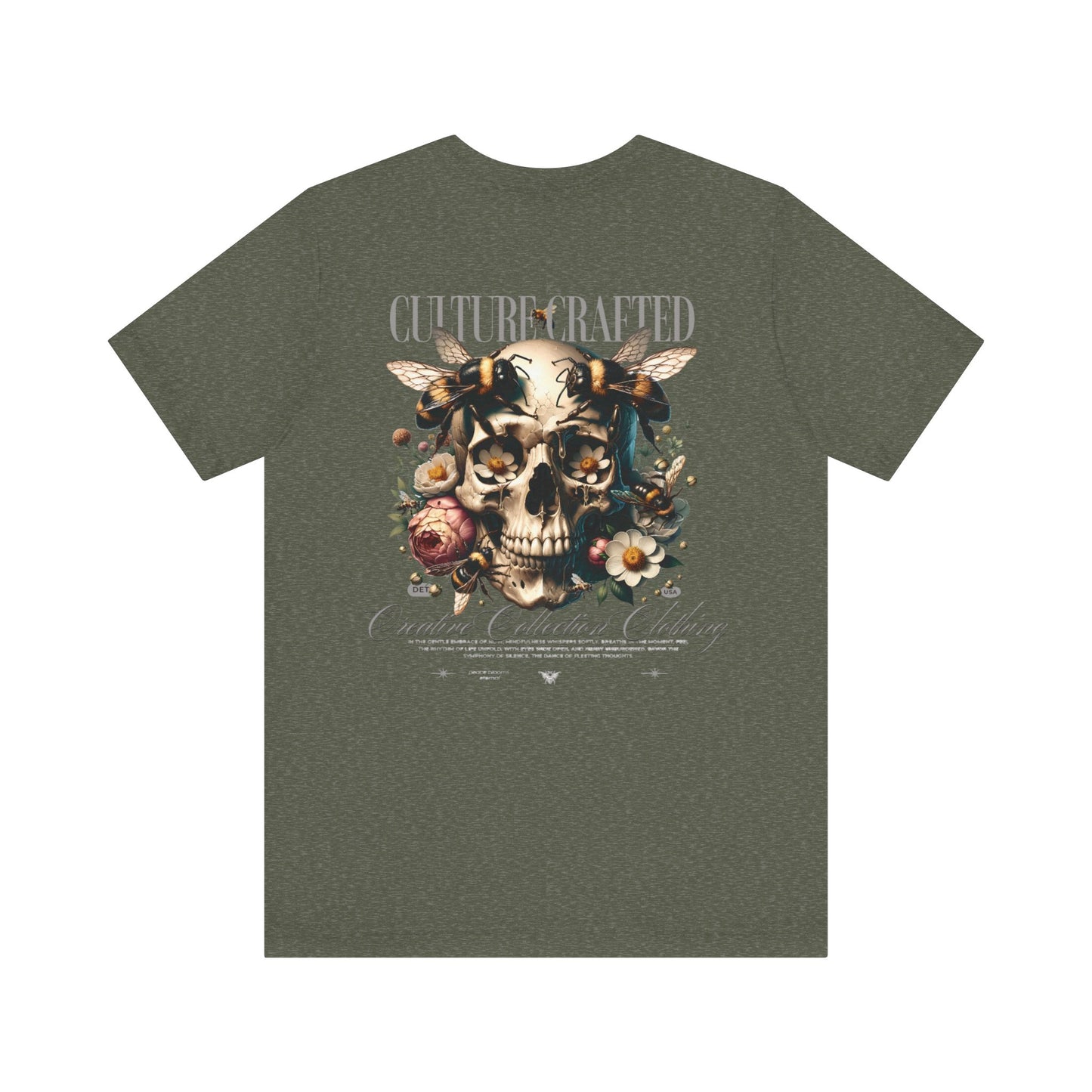 Culture Crafted Unisex Tee, Vintage Floral Skull Shirt, Artistic Graphic T-Shirt, Cool Gift for Art Lovers, Trendy Summer Apparel