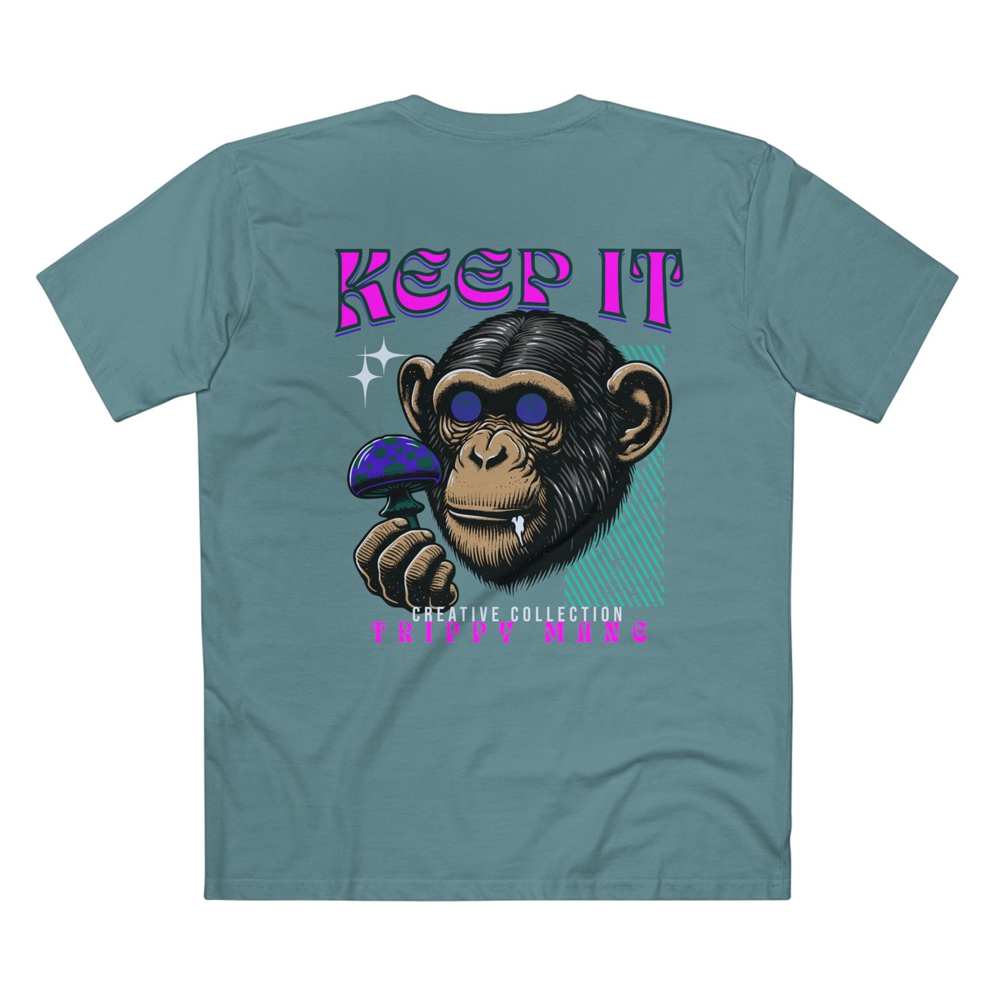 Stay Trippy Tee: Unleash Your Inner Ape, grape 5,aqua 8, Cool Casual Wear, Unisex Vintage Tee, Unique Gift for Creatives
