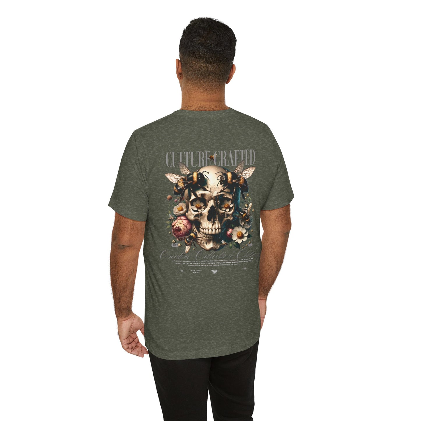 Culture Crafted Unisex Tee, Vintage Floral Skull Shirt, Artistic Graphic T-Shirt, Cool Gift for Art Lovers, Trendy Summer Apparel