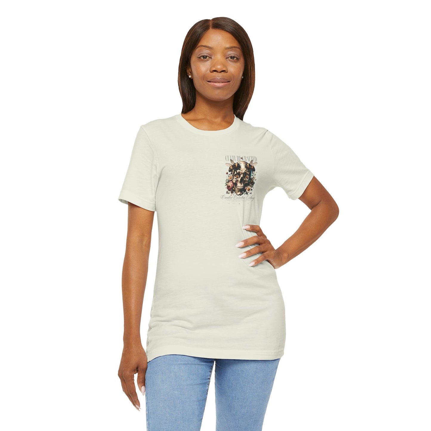 Culture Crafted Unisex Tee, Vintage Floral Skull Shirt, Artistic Graphic T-Shirt, Cool Gift for Art Lovers, Trendy Summer Apparel