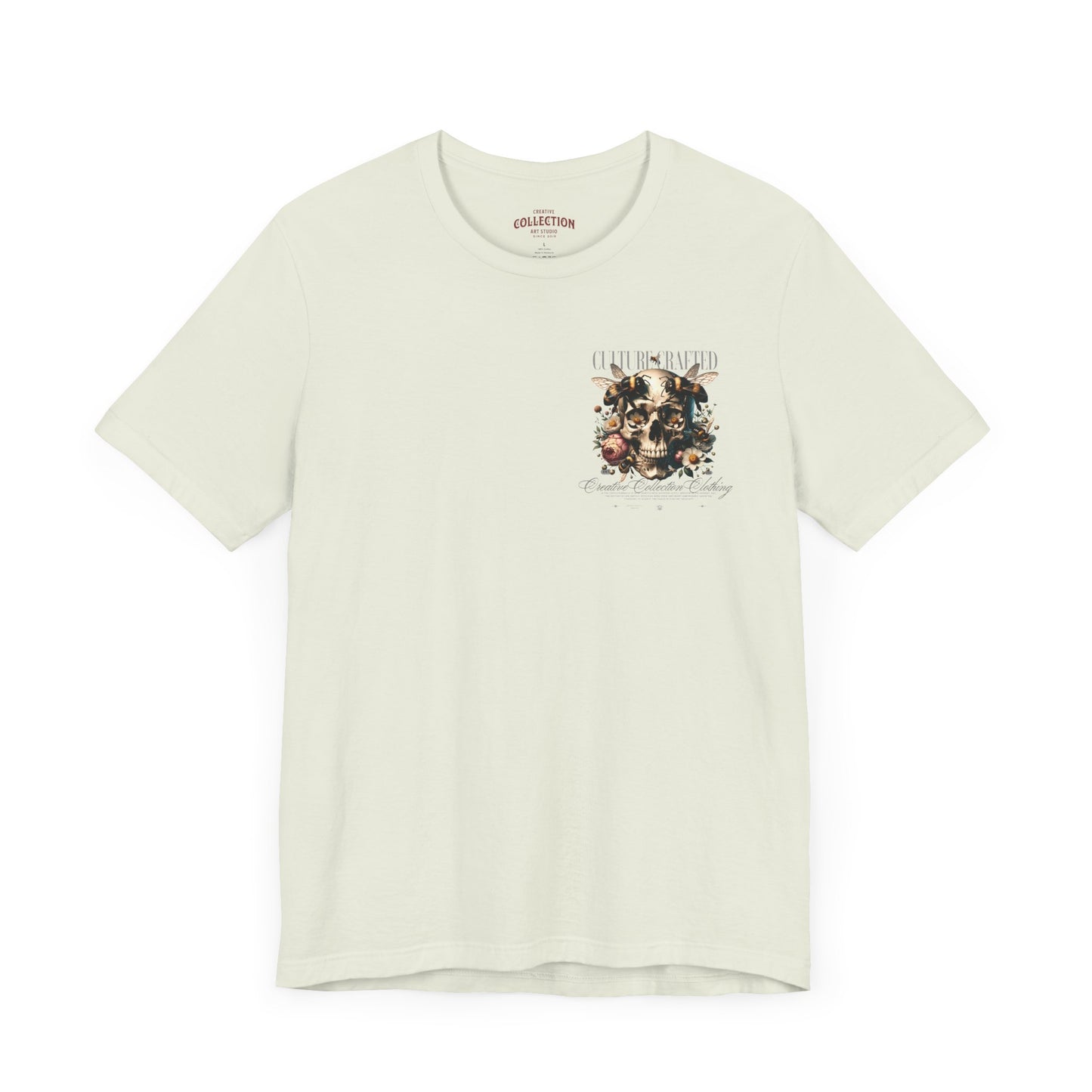 Culture Crafted Unisex Tee, Vintage Floral Skull Shirt, Artistic Graphic T-Shirt, Cool Gift for Art Lovers, Trendy Summer Apparel