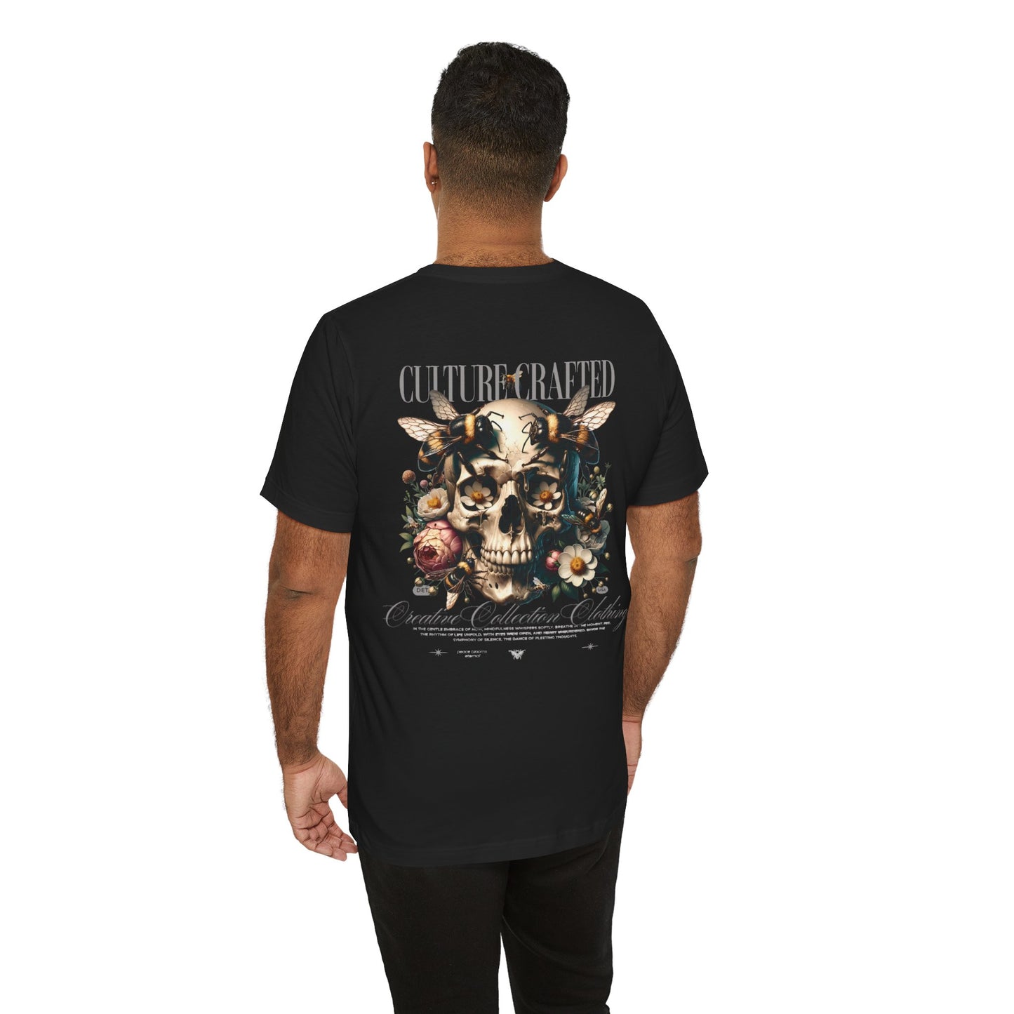 Culture Crafted Unisex Tee, Vintage Floral Skull Shirt, Artistic Graphic T-Shirt, Cool Gift for Art Lovers, Trendy Summer Apparel