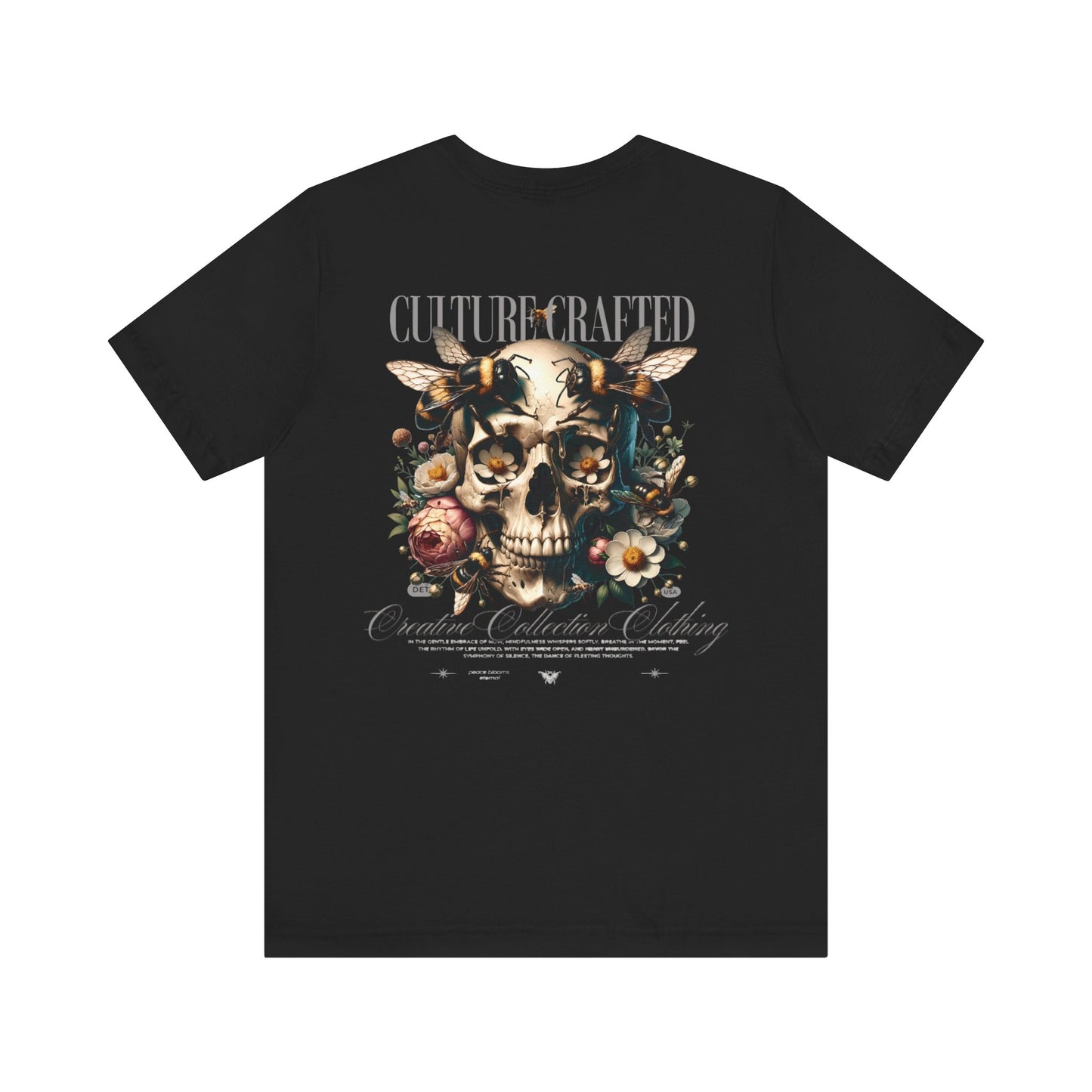 Culture Crafted Unisex Tee, Vintage Floral Skull Shirt, Artistic Graphic T-Shirt, Cool Gift for Art Lovers, Trendy Summer Apparel
