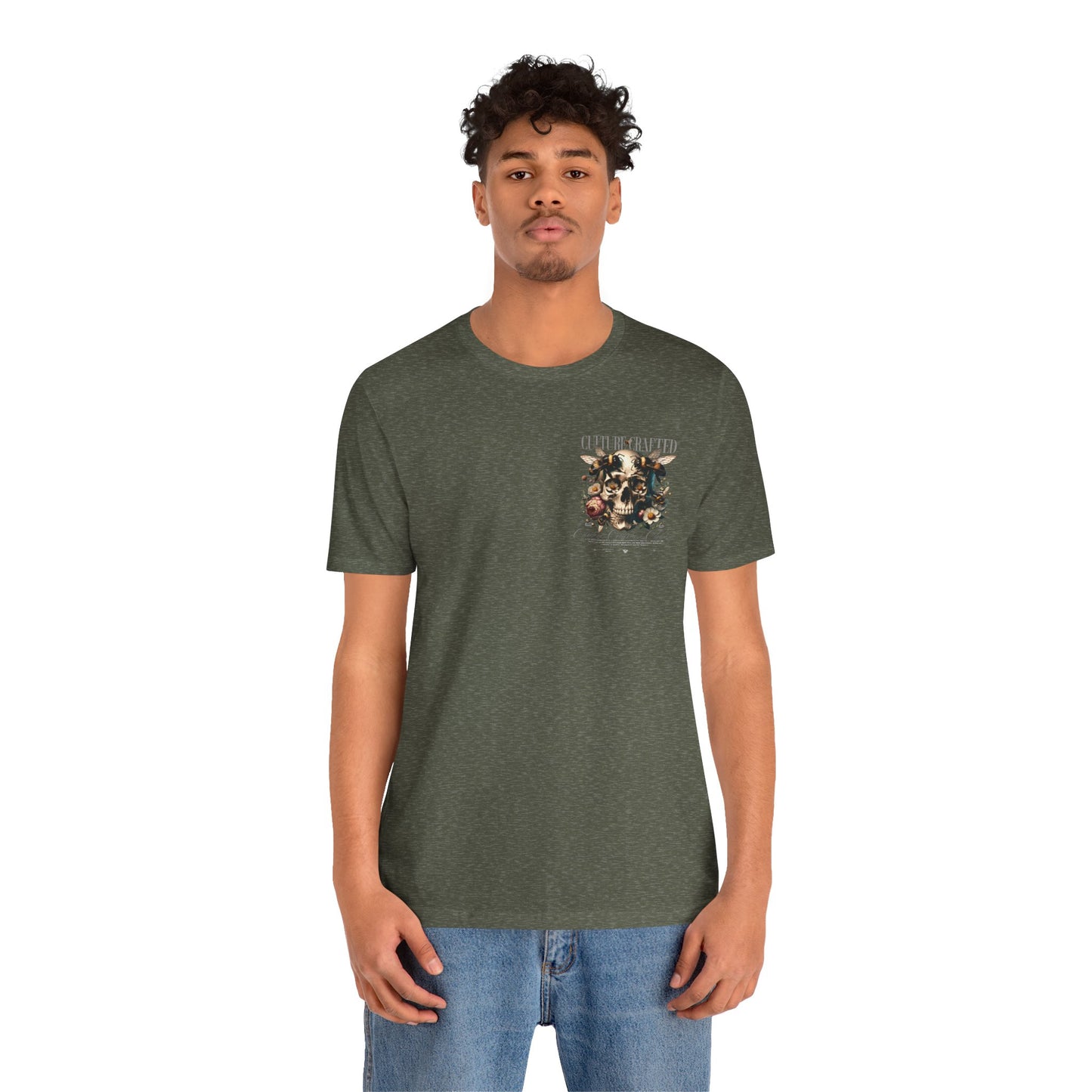 Culture Crafted Unisex Tee, Vintage Floral Skull Shirt, Artistic Graphic T-Shirt, Cool Gift for Art Lovers, Trendy Summer Apparel