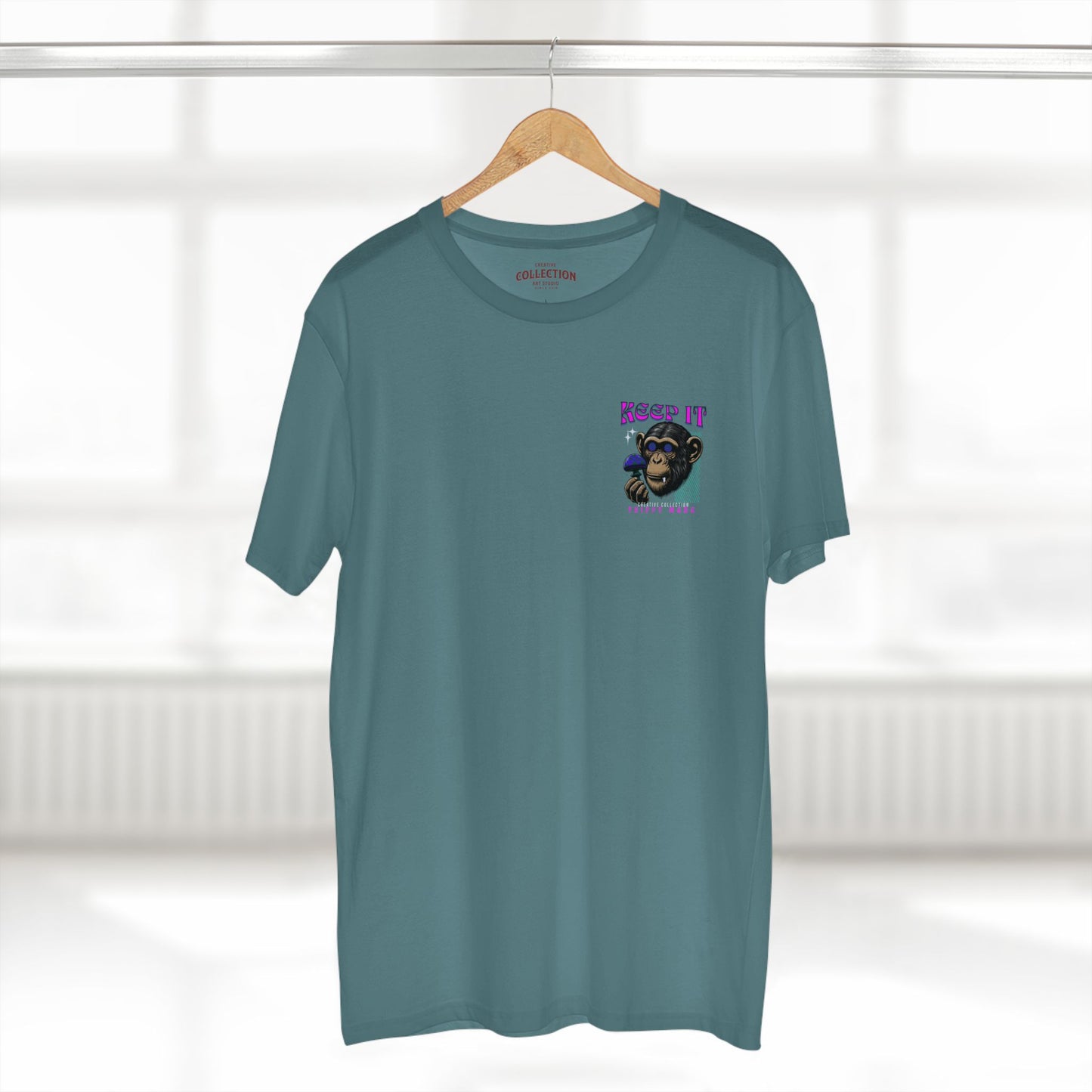 Stay Trippy Tee: Unleash Your Inner Ape, grape 5,aqua 8, Cool Casual Wear, Unisex Vintage Tee, Unique Gift for Creatives