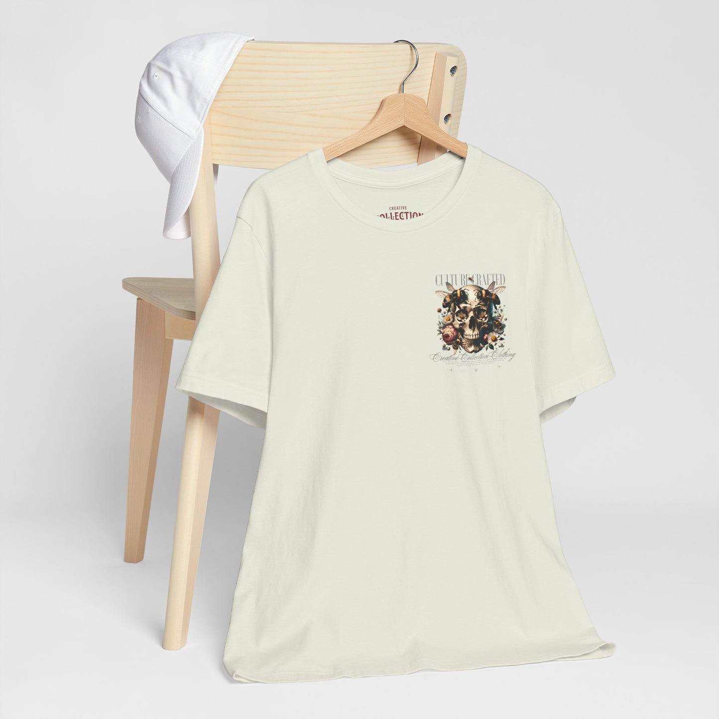 Culture Crafted Unisex Tee, Vintage Floral Skull Shirt, Artistic Graphic T-Shirt, Cool Gift for Art Lovers, Trendy Summer Apparel