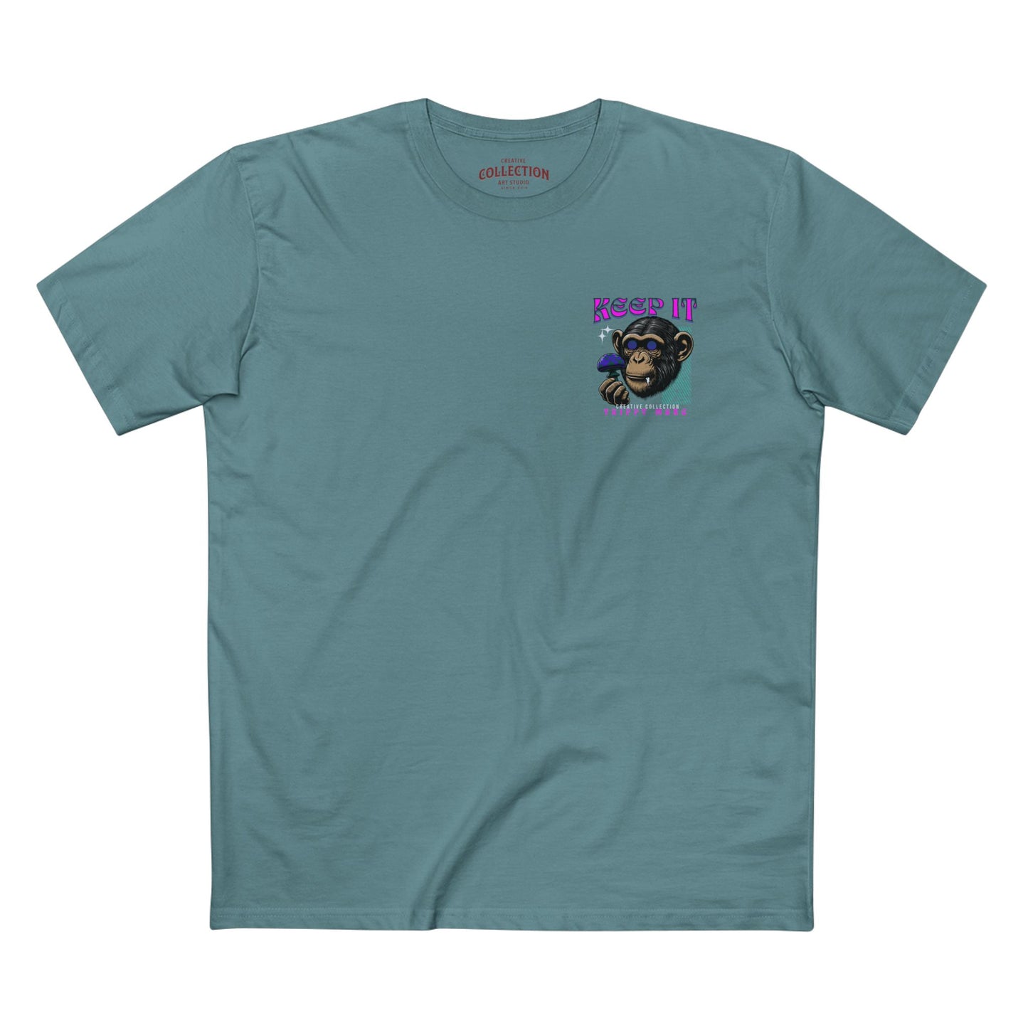 Stay Trippy Tee: Unleash Your Inner Ape, grape 5,aqua 8, Cool Casual Wear, Unisex Vintage Tee, Unique Gift for Creatives