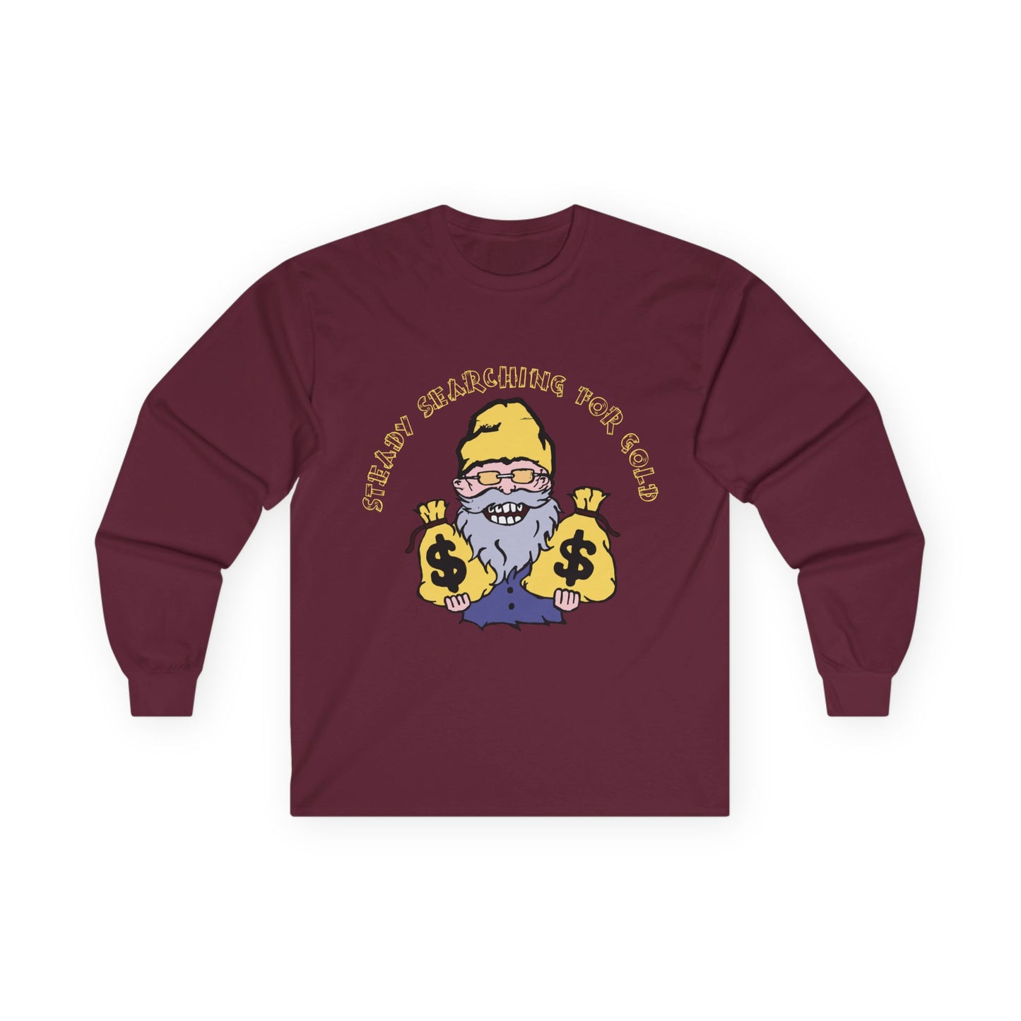 steady searching Long Sleeve Tee, Perfect for Treasure Hunters, Unique Gift for Geologists, Birthday Gift, Funny Shirt