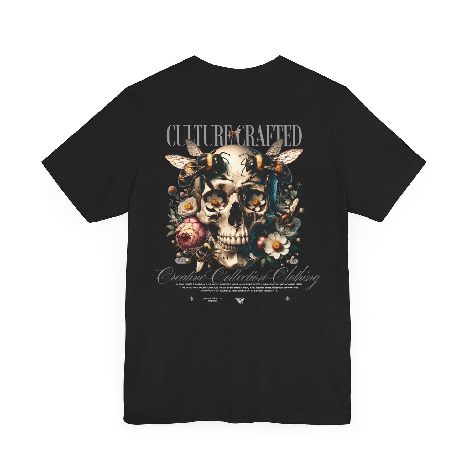 Vintage floral skull art tee in urban streetwear style